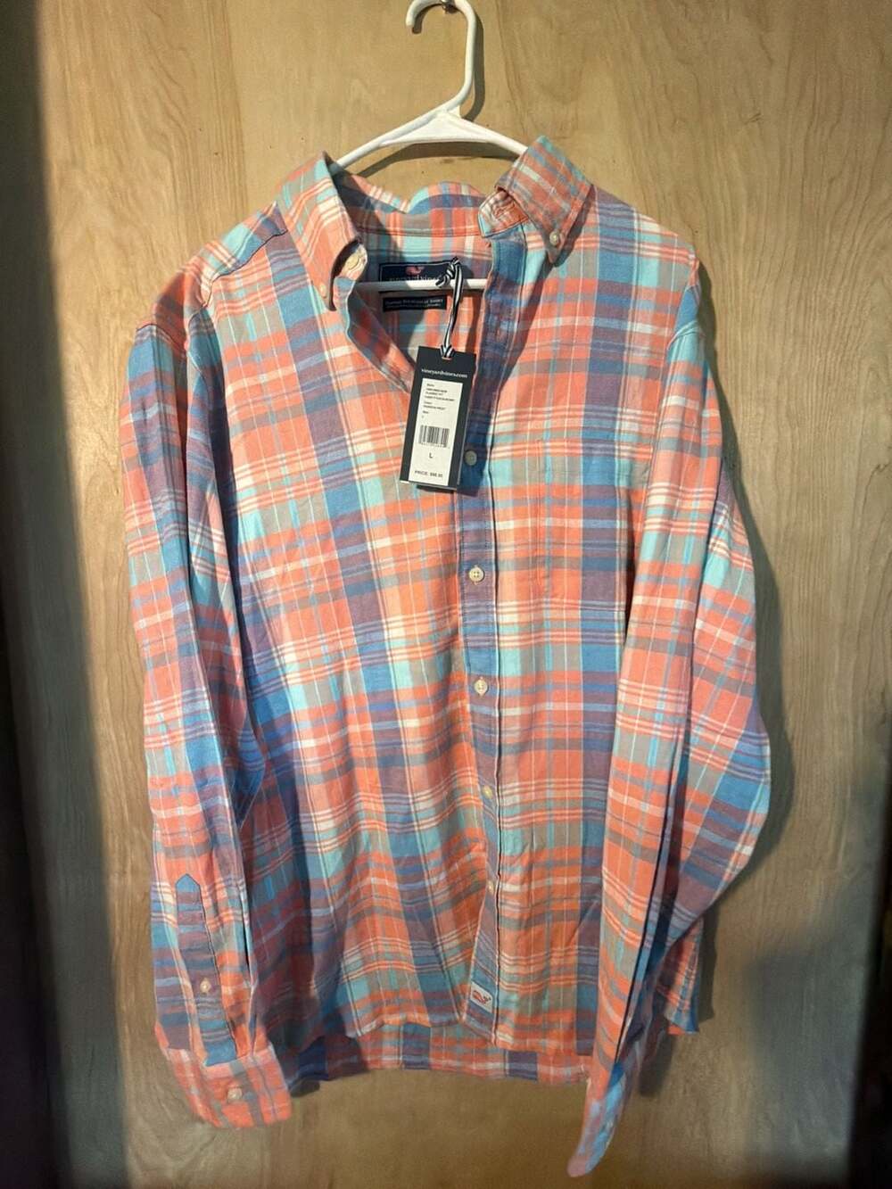 Vineyard Vines Classic Fit Murray Shirt Plaid Island Shirt Passion Fruit Size L